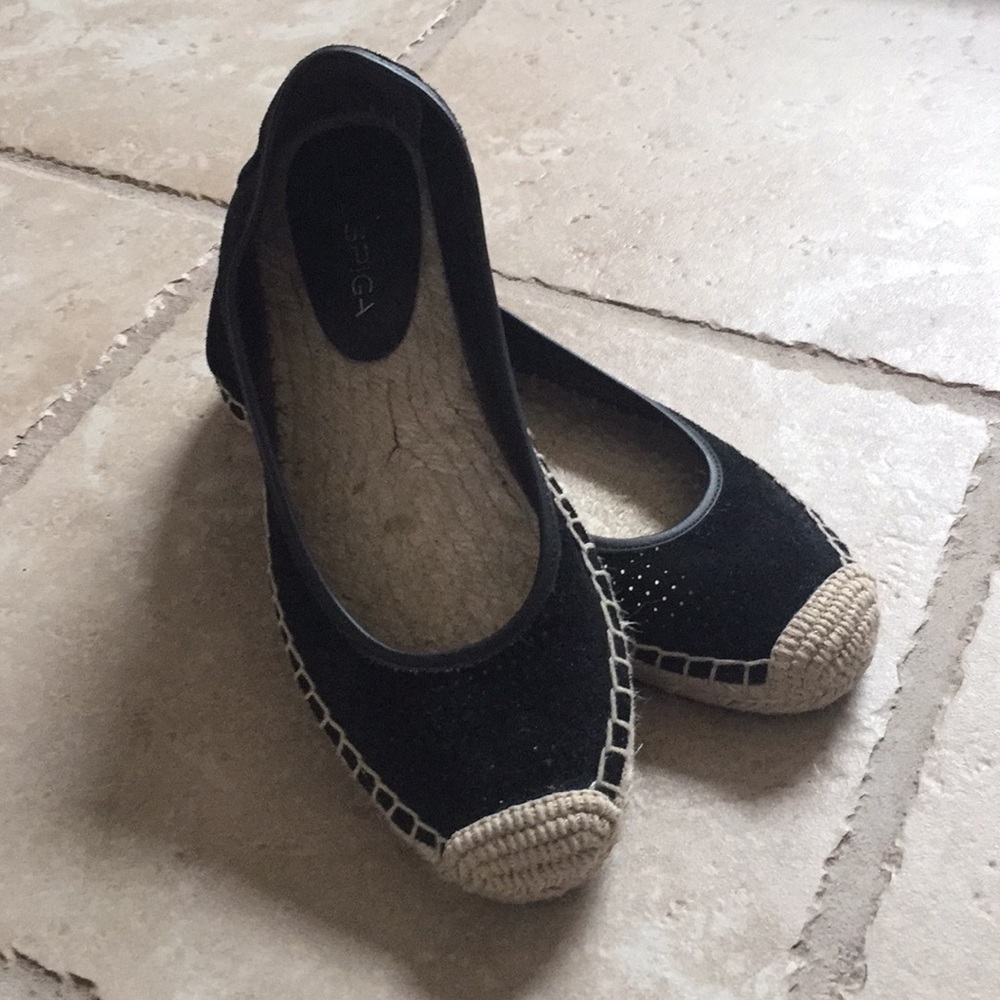 Via Spiga Black leather uppers espadrilles Sz 6.5